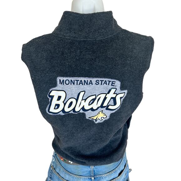 Montana State Bobcat Fleece Vest  XL Football Unique Tailgate MSU Gray Blue - Picture 1 of 6
